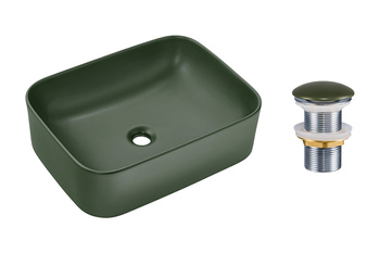 Umywalka nablatowa ceramiczna 50cm SET-KAMA MFG 50 T201MFG-3 Comad z korkiem click‑clack