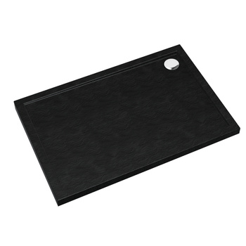 Brodzik akrylowy Sharper Black Stone 90x100x4,5 cm, prostokątny | 3S.S1P-90100/C/ST