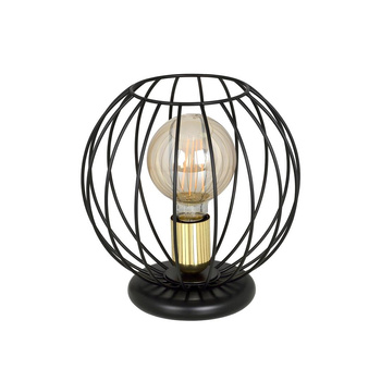 Dekoracyjna lampa stołowa metalowa klosz druciany 60W czarny/złoty 144/LN1 ALBIO LN1