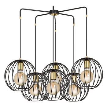 Regulowana lampa loftowa druciaki na sześć źródeł światła 60W czarny/złoty 144/6 ALBIO 6