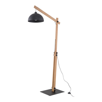 Regulowana czarna lampa stojąca drewniana 15W OSLO 5582