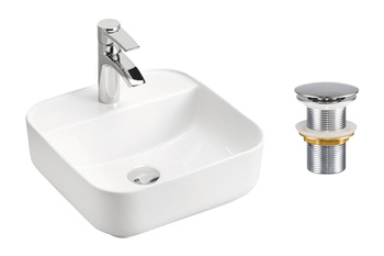 Umywalka nablatowa ceramiczna 40cm SET-MAGIC 40 DP T201L-3 Comad z korkiem click‑clack