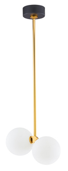 LUNA nowoczesny żyrandol satynowany 2-punktowy klosz biały 1918