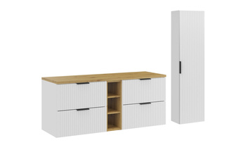 Zestaw meblowy 140cm z blatem i szafką wysoką Adel White – SET-ADW B ARTISAN 140CM HC