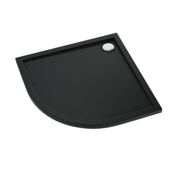 Brodzik akrylowy Sharper Black Mat 80x80x4,5 cm R55, półokrągły | 3S.S2O-8080/C/MG