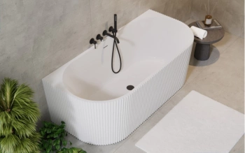 Wanna wolnostojąca Besco dościenna ryflowana Leya 150x75 klik-klak biały mat WAS-150-LBI