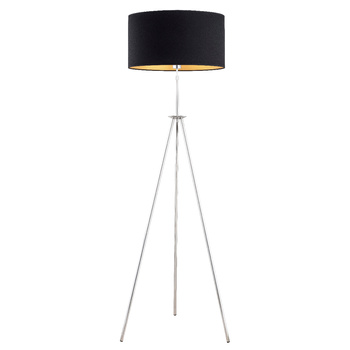Srebrna lampa stojąca BRYZA 9285 z czarnym abażurem
