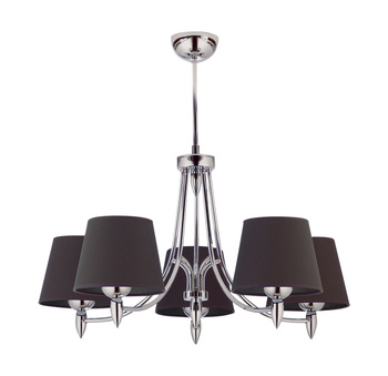 GALAXY chromowany żyrandol 5-ramienny czarny abażur 1255