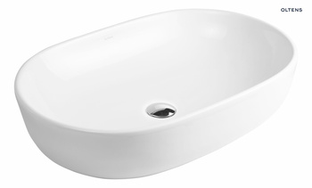 Oltens Hamnes umywalka 60x42,5 cm nablatowa owalna z powłoką SmartClean biała 40815000