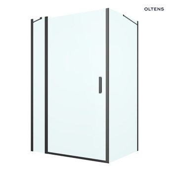 Oltens Verdal kabina prysznicowa 120x100 cm prostokątna drzwi ze ścianką czarny mat/szkło przezroczyste 20214300
