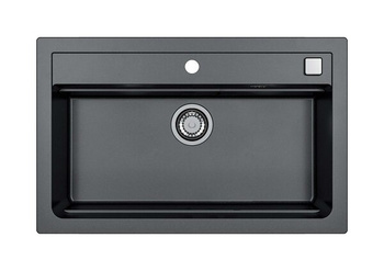 Zlewozmywak ATROX 40 czarny granital 79x50cm 1 komorowy z syfonem POP-UP 1140447