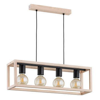 Prostokątna lampa wisząca PAKO 63143 z elementami drewna