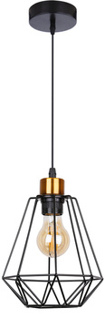 Primo lampa wisząca czarny/złoty druciana loftowa 1xE27