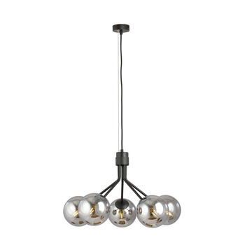 Lśniący żyrandol/lampa wisząca, metalizowane szklane klosze 5-punktowa NOVA 1140/5