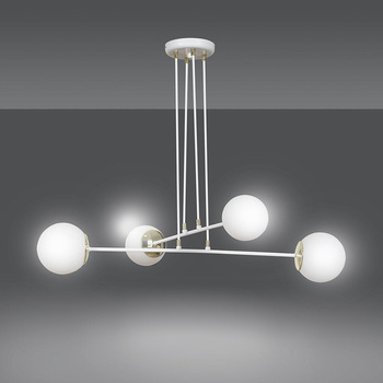 Biało-złota lampa wisząca z klasycznymi kloszami 4x40W 967/4 OGNIS 4