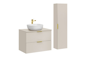 Zestaw meblowy 80cm z blatem, 1 umywalką nablatową Smile i Szafką wysoką Adel Cashmere – SET-ADC B CASHMERE 80CM SMILE 40 HIGH CABINET
