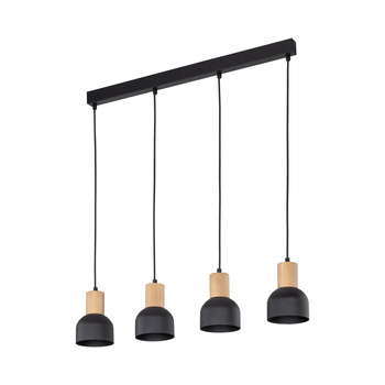 Stylowa lampa wisząca z 4 kloszami 15W czarny/drewno CAIRO 4896