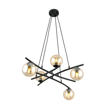 Regulowana lampa wisząca do salonu, czarna/miodowe kule 1204/5