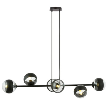 Lampa sufitowa wisząca czarna szklane klosze 40W 1229/6 ROSSI 6 STRIPE