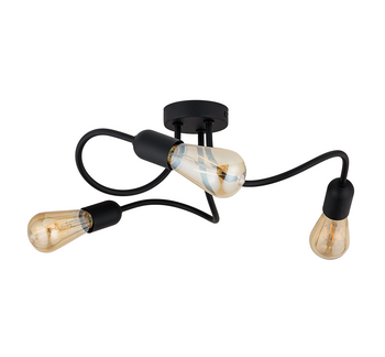 Wave czarna lampa sufitowa, regulowane ramiona 3xE27