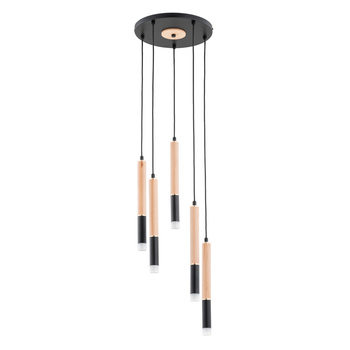 Plafon sufitowy 5-punktowy RODEO 63222 z elementami drewna