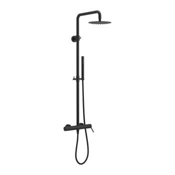 PI zestaw prysznicowy ścienny z deszczownicą 20 cm, czarny mat