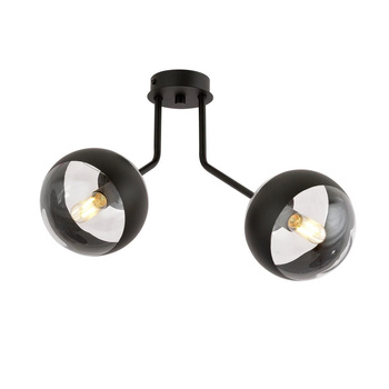 Lampa sufitowa 2-punktowa metal/szkło NOVA 2 BLACK/STRIPE 1139/2