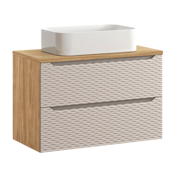Zestaw meblowy 90cm z blatem i umywalką nablatową Kati Ocean Beige – set-ocb b 90cm s un kati wh