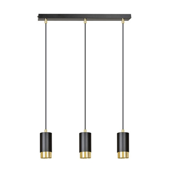 Lampa na listwie wiszące czarne tuby złote dodatki potrójna 30W 817/3 FUMIKO 3