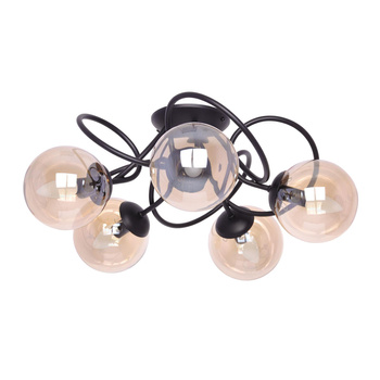 Okazała lampa sufitowa z bursztynowymi kloszami K-5127 z serii FLORO