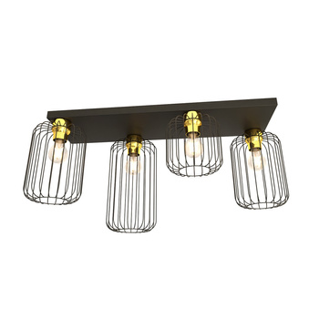 Lampa druciana sufitowa Barn 4xE27 czarna EMIBIG 1366/4