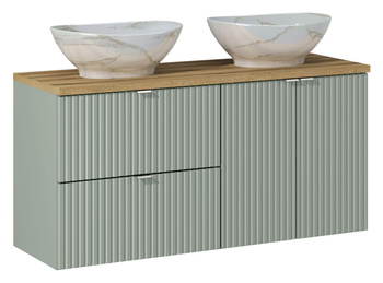 Zestaw meblowy 120cm z blatem i 2 umywalkami nablatowymi Pati Line Reed Green – set-lrg b oak 120cm un pati