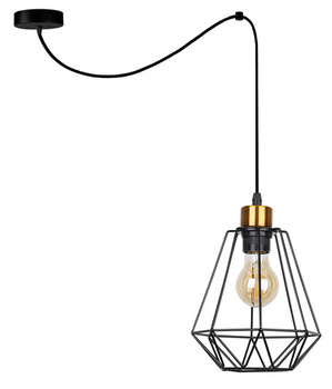 Primo lampa wisząca czarny/zloty linka/ druciany klosz 1xE27