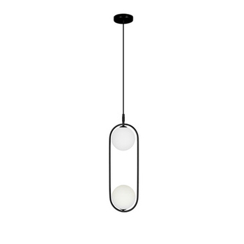 Cordel lampa wisząca podwójna czarna + dwie białe kule 2xG9