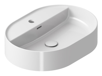 Ravak Owalna umywalka ceramiczna nablatowa Ravak Ceramic O Slim Shelf 55 cm z półką biała XJX01155003