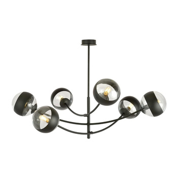 Stylowa lampa sufitowa metal/szkło czarna 6-punktowa HUNTER 1101/6