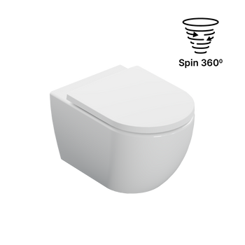 Stellar miska WC 53,5 cm wisząca bezrantowa, z deską wolnoopadającą, system spłukiwania Spin 360, biały połysk