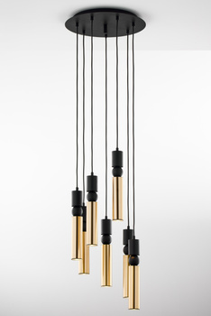 ALAS nowoczesny żyrandol 7-punktowy czarny mosiądz  kulka cz plafon 2018