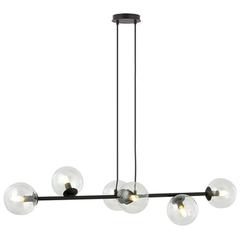 Lampa wisząca 6 żarówek z małym gwintem 40W czarny/przeźroczysty 874/6 ROSSI 6
