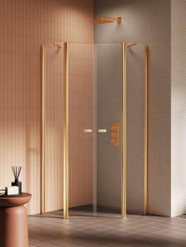 Kabina prysznicowa 100x80x195 – Złoty, szkło 6 mm (K-3587) | New Trendy