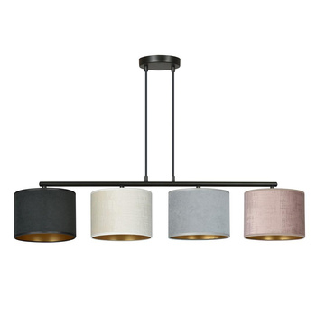 Lampa wisząca z abażurami 4x60W czarny/biały/szary/różowy/złoty 100cm 1055/4 HILDE 4
