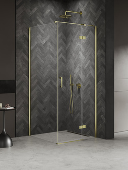 Kabina prysznicowa 100x100x200 – Złoty, szkło 6 mm (K-4505) | New Trendy