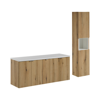 Zestaw meblowy 140cm z blatem i szafką wysoką Nova Oak – set-noa b white 140cm d hc