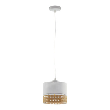 Lampa sufitowa biała rattanowa BOHO z wiszącym designem E27 PAGLIA 6534