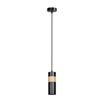 Podłużna lampa wisząca z drewnianym elementem czarny 30W GU10 10cm 732/1 AKARI 1
