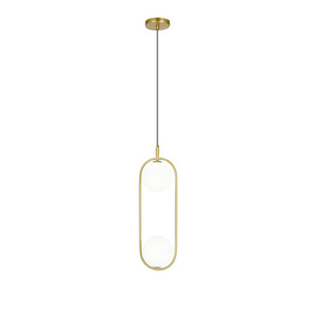 Cordel wisząca lampa mosiądz/ dwie białe kule 2xG9