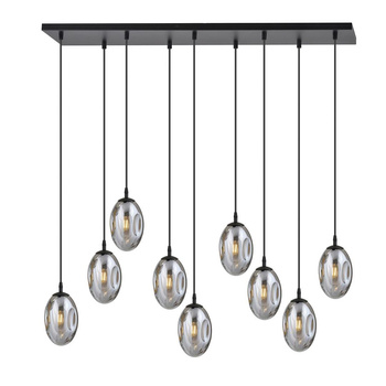 Nowoczesna duża lampa wisząca do salonu z kloszami grafitowymi EMIBIG 1266/9