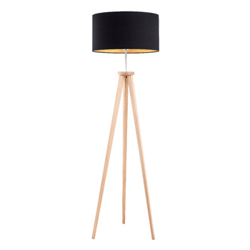 Lampa stojąca z kloszem GOLDI 9286 z elementami drewna