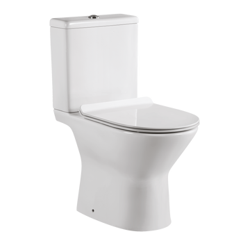 KOMPAKT WC, BEZKOŁNIERZOWY, LUMIN OKRĄGŁY, BIAŁY Z DESKĄ WOLNOOPAD.