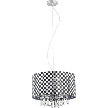 Lampa wisząca Alfa Brandon z kryształkami czarno-biała 3xE14